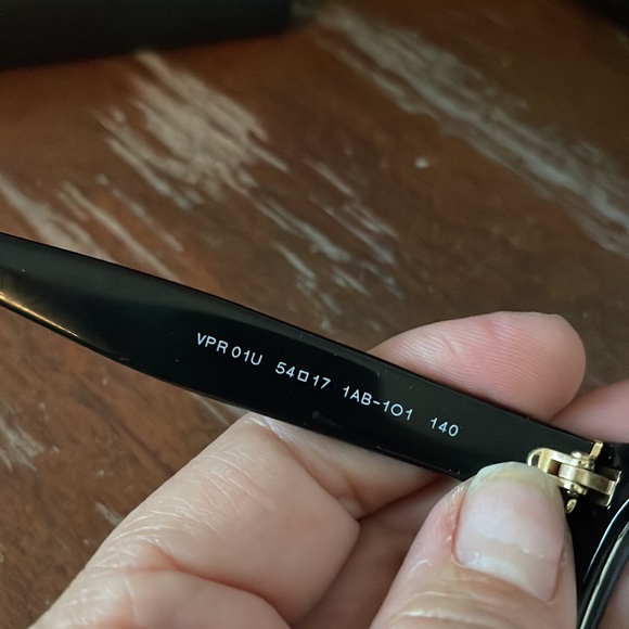 Prada VPR 01U 1AB-101 black gloss cat eye eyeglasses with black logo hard case - Picture 6 of 16